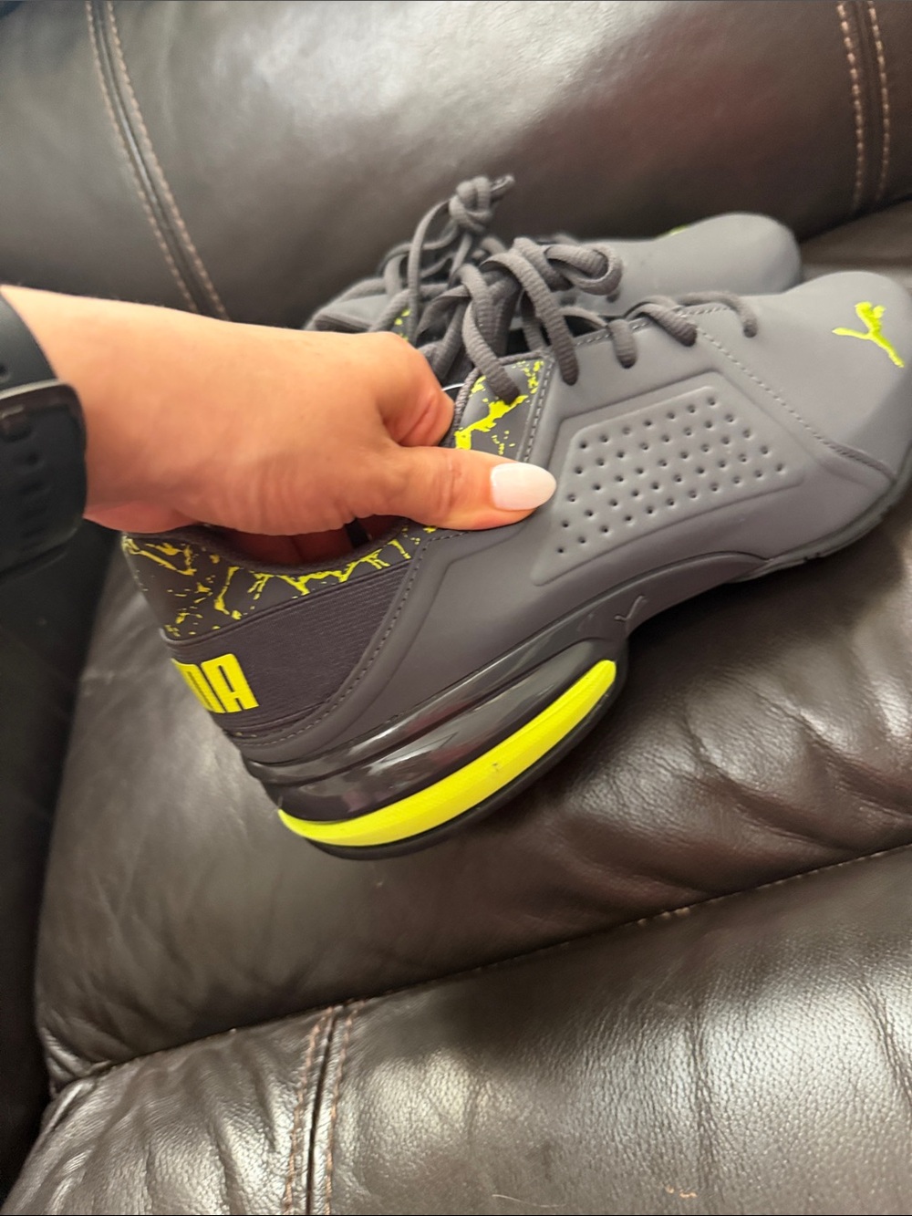 Puma Men's Gray Athletic Sneakers with Yellow Accents - Picture 5 of 5
